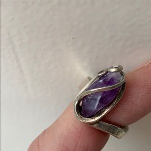 Raw Amethyst & Silver Ring